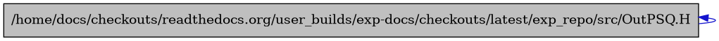 digraph {
    graph [bgcolor="#00000000"]
    node [shape=rectangle style=filled fillcolor="#FFFFFF" font=Helvetica padding=2]
    edge [color="#1414CE"]
    "1" [label="/home/docs/checkouts/readthedocs.org/user_builds/exp-docs/checkouts/latest/exp_repo/src/OutPSQ.H" tooltip="/home/docs/checkouts/readthedocs.org/user_builds/exp-docs/checkouts/latest/exp_repo/src/OutPSQ.H" fillcolor="#BFBFBF"]
    "1" -> "1" [dir=back tooltip="include"]
}