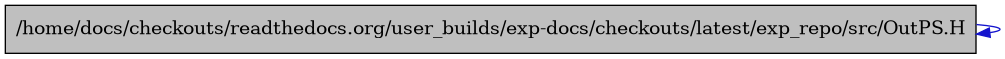digraph {
    graph [bgcolor="#00000000"]
    node [shape=rectangle style=filled fillcolor="#FFFFFF" font=Helvetica padding=2]
    edge [color="#1414CE"]
    "1" [label="/home/docs/checkouts/readthedocs.org/user_builds/exp-docs/checkouts/latest/exp_repo/src/OutPS.H" tooltip="/home/docs/checkouts/readthedocs.org/user_builds/exp-docs/checkouts/latest/exp_repo/src/OutPS.H" fillcolor="#BFBFBF"]
    "1" -> "1" [dir=forward tooltip="include"]
}