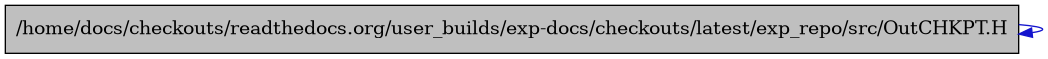 digraph {
    graph [bgcolor="#00000000"]
    node [shape=rectangle style=filled fillcolor="#FFFFFF" font=Helvetica padding=2]
    edge [color="#1414CE"]
    "1" [label="/home/docs/checkouts/readthedocs.org/user_builds/exp-docs/checkouts/latest/exp_repo/src/OutCHKPT.H" tooltip="/home/docs/checkouts/readthedocs.org/user_builds/exp-docs/checkouts/latest/exp_repo/src/OutCHKPT.H" fillcolor="#BFBFBF"]
    "1" -> "1" [dir=forward tooltip="include"]
}