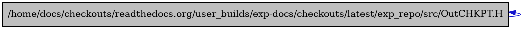 digraph {
    graph [bgcolor="#00000000"]
    node [shape=rectangle style=filled fillcolor="#FFFFFF" font=Helvetica padding=2]
    edge [color="#1414CE"]
    "1" [label="/home/docs/checkouts/readthedocs.org/user_builds/exp-docs/checkouts/latest/exp_repo/src/OutCHKPT.H" tooltip="/home/docs/checkouts/readthedocs.org/user_builds/exp-docs/checkouts/latest/exp_repo/src/OutCHKPT.H" fillcolor="#BFBFBF"]
    "1" -> "1" [dir=back tooltip="include"]
}