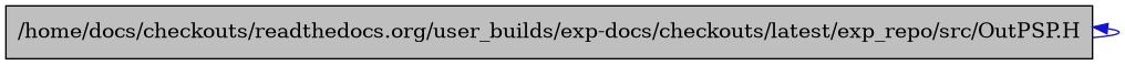 digraph {
    graph [bgcolor="#00000000"]
    node [shape=rectangle style=filled fillcolor="#FFFFFF" font=Helvetica padding=2]
    edge [color="#1414CE"]
    "1" [label="/home/docs/checkouts/readthedocs.org/user_builds/exp-docs/checkouts/latest/exp_repo/src/OutPSP.H" tooltip="/home/docs/checkouts/readthedocs.org/user_builds/exp-docs/checkouts/latest/exp_repo/src/OutPSP.H" fillcolor="#BFBFBF"]
    "1" -> "1" [dir=back tooltip="include"]
}